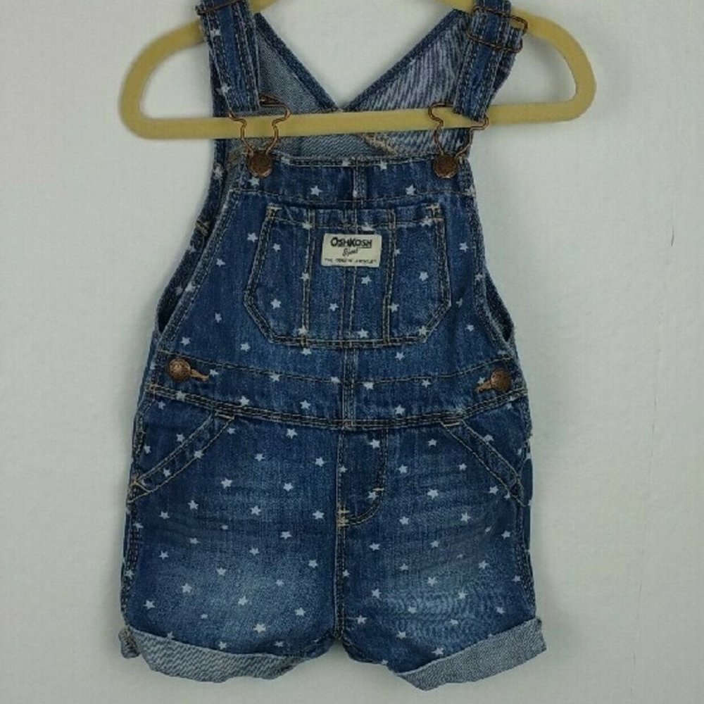 OSH KOSH Overall Shorts size 12-18m Denim Stars